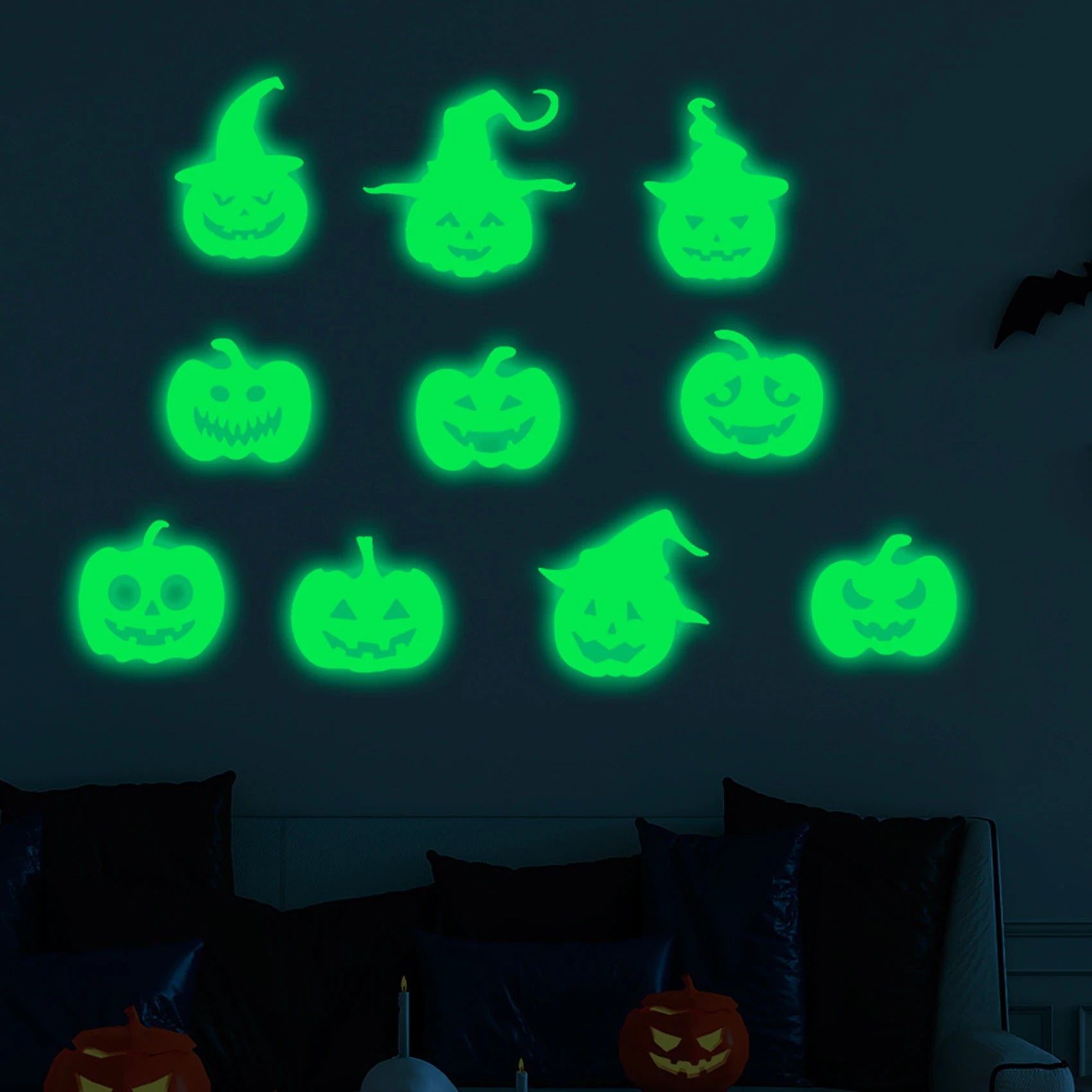 Halloween Luminous Wall Decals Glowing in the Dark Eyes Window Sticker for Halloween Decoration for Home Party Supplies