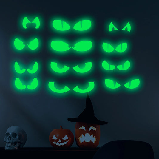 Halloween Luminous Wall Decals Glowing in the Dark Eyes Window Sticker for Halloween Decoration for Home Party Supplies