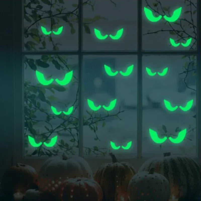 Halloween Luminous Wall Decals Glowing in the Dark Eyes Window Sticker for Halloween Decoration for Home Party Supplies